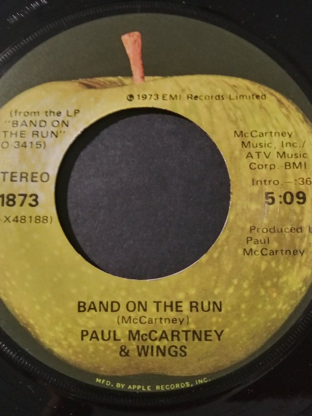 Paul McCartney & Wings – Band On The Run NM Original 45 Apple 1873 Record 1974